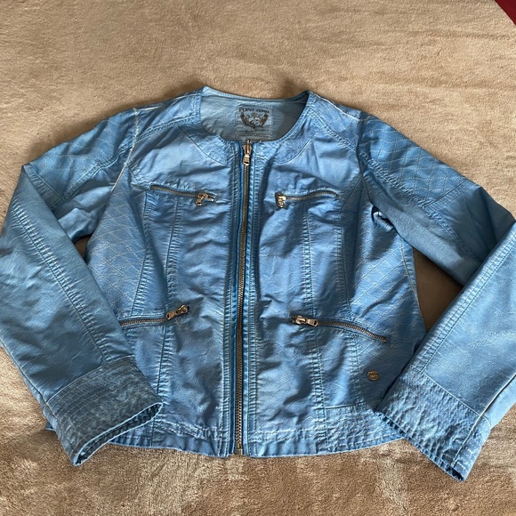 Point Zero Nicole Benisti Vegan Leather Moto Jacket, Size L - Picture 2 of 9